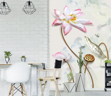 3D Pink Lotus 1866 Wall Murals Wallpaper AJ Wallpaper 2 
