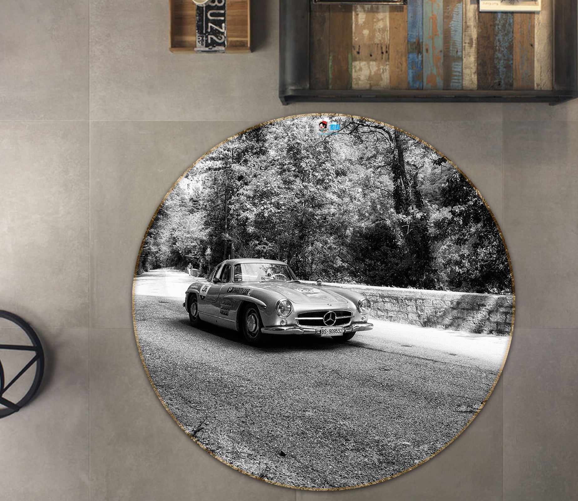 3D Sports Car 74187 Round Non Slip Rug Mat