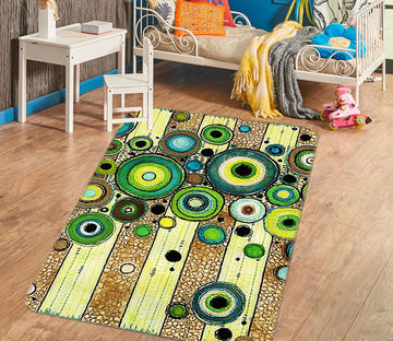 3D Green Round Pattern 65027 Non Slip Rug Mat