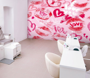 3D Heart Red Lips 078 Wall Murals Wallpaper AJ Wallpaper 2 