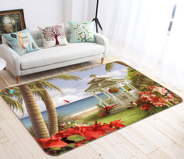 3D Seaside Coconut Tree 66107 Non Slip Rug Mat