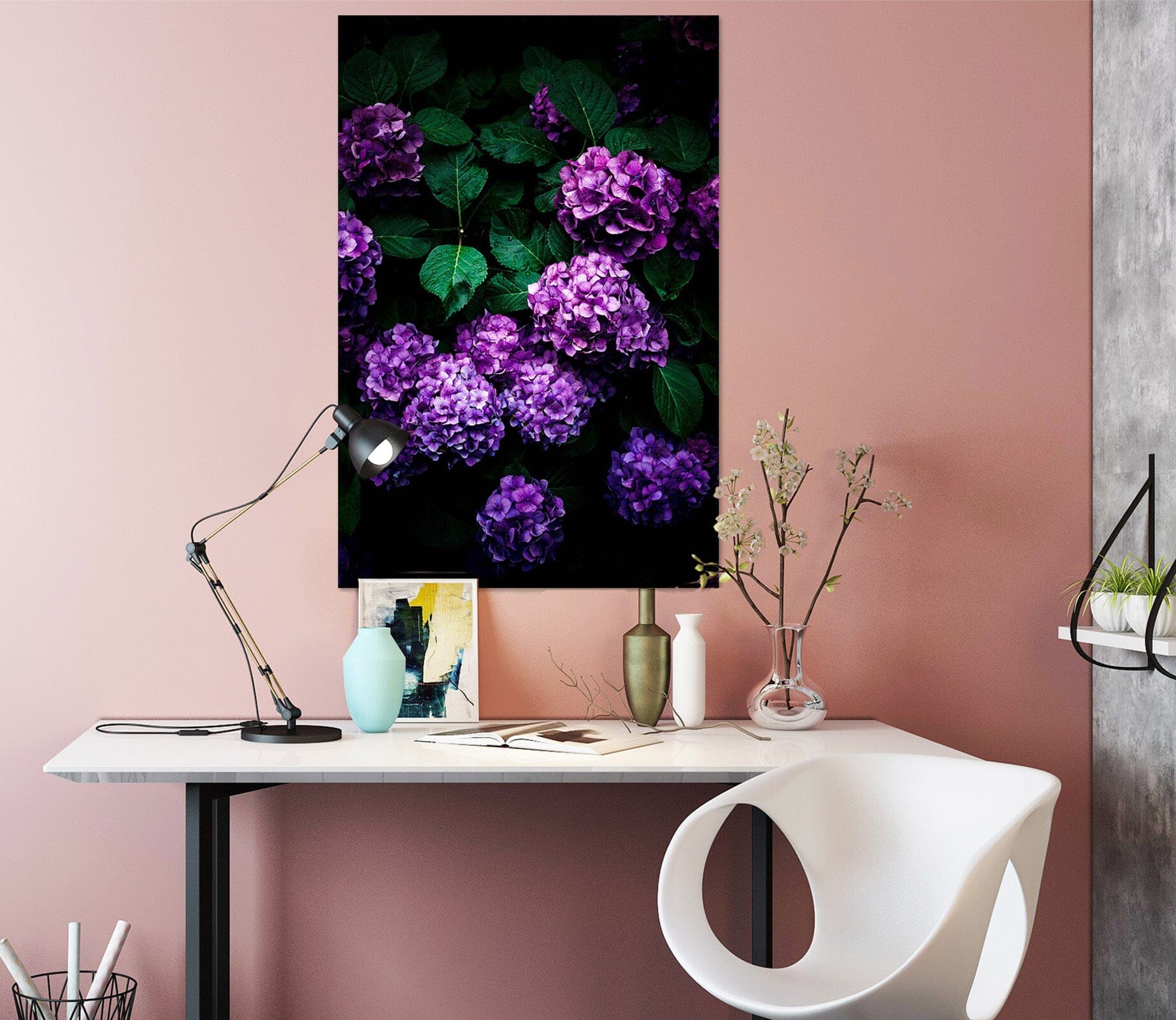 3D Purple Flower Cluster 002 Noirblanc777 Wall Sticker Wallpaper AJ Wallpaper 2 