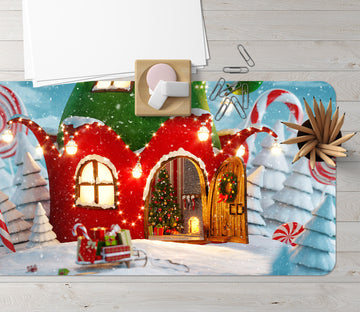 3D Red Green Cabin 51209 Christmas Desk Mat Xmas