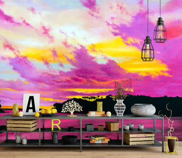 3D Pink Clouds 11104 Matthew Holden Bates Wall Mural Wall Murals