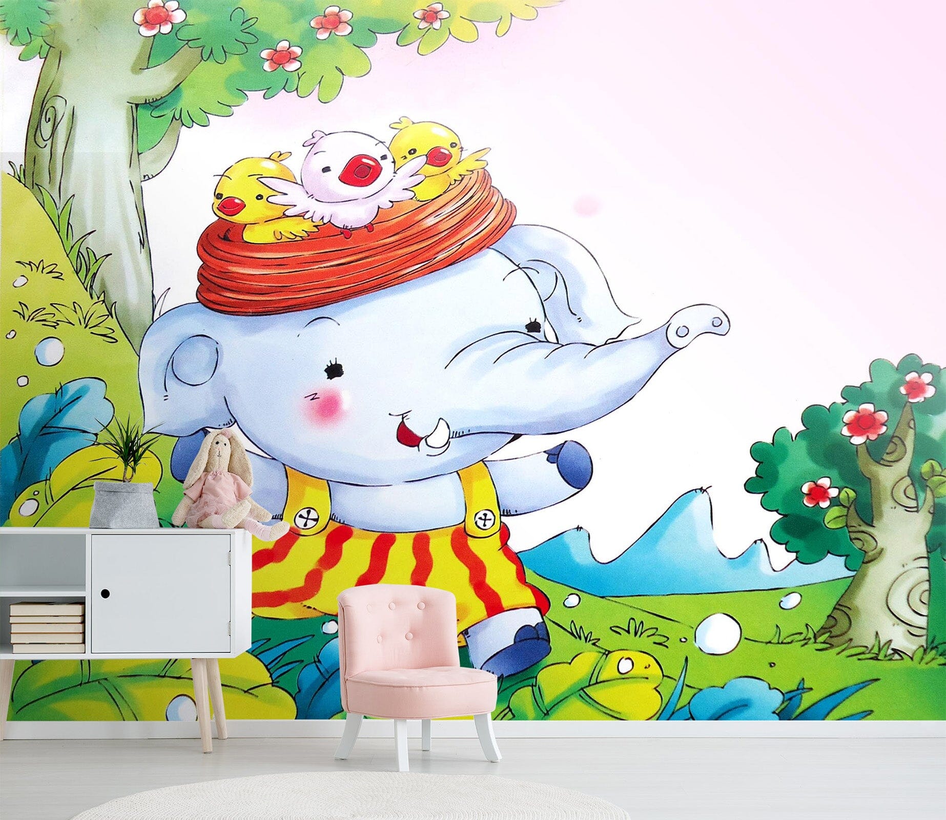 3D Happy Baby Elephant 1664 Wall Murals Wallpaper AJ Wallpaper 2 