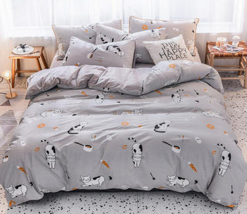 3D Light Grey Cow Cat 3175 Bed Pillowcases Quilt
