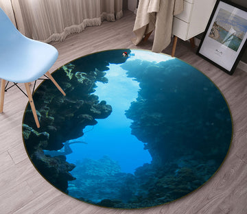 3D Seabed Stone 69073 Round Non Slip Rug Mat