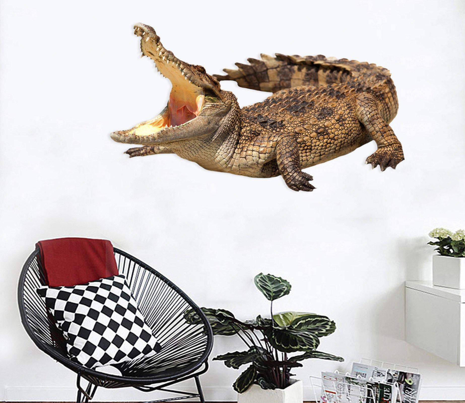 3D Crocodile Open Mouth 055 Animals Wall Stickers Wallpaper AJ Wallpaper 