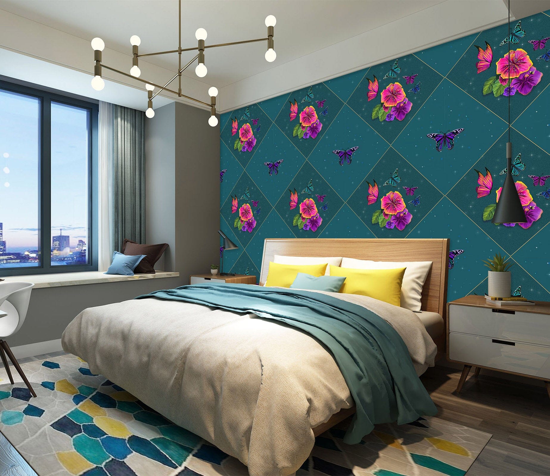 3D Purple Flowers 1418 Rose Catherine Khan Wall Mural Wall Murals Wallpaper AJ Wallpaper 2 