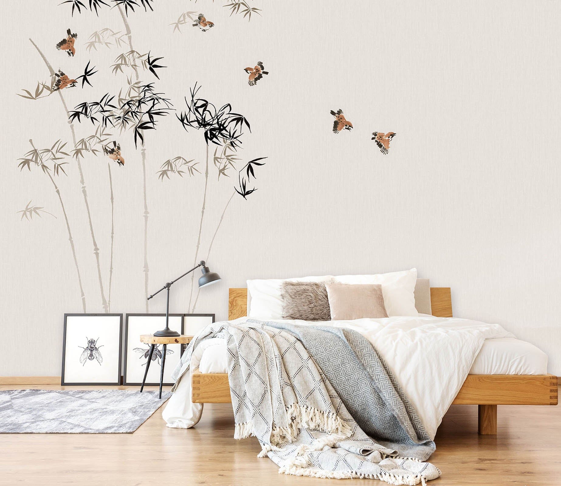 3D Bamboo Forest Flying Bird 1626 Wall Murals Wallpaper AJ Wallpaper 2 