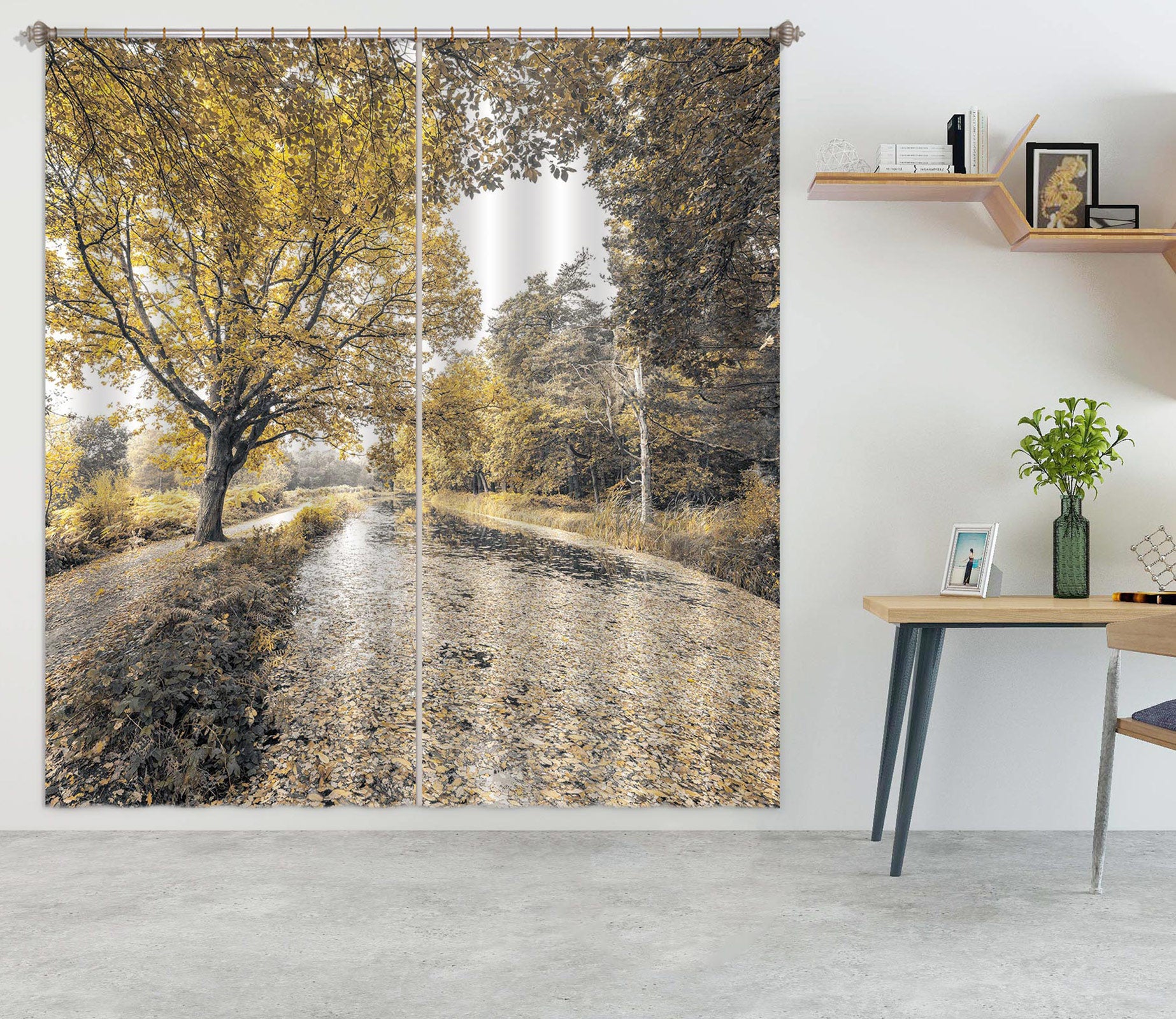 3D Yellow Tree 037 Assaf Frank Curtain Curtains Drapes