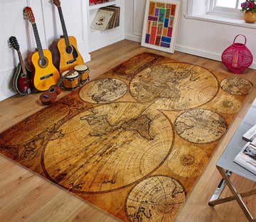 3D Precision Lines 225 World Map Non Slip Rug Mat Mat AJ Creativity Home 
