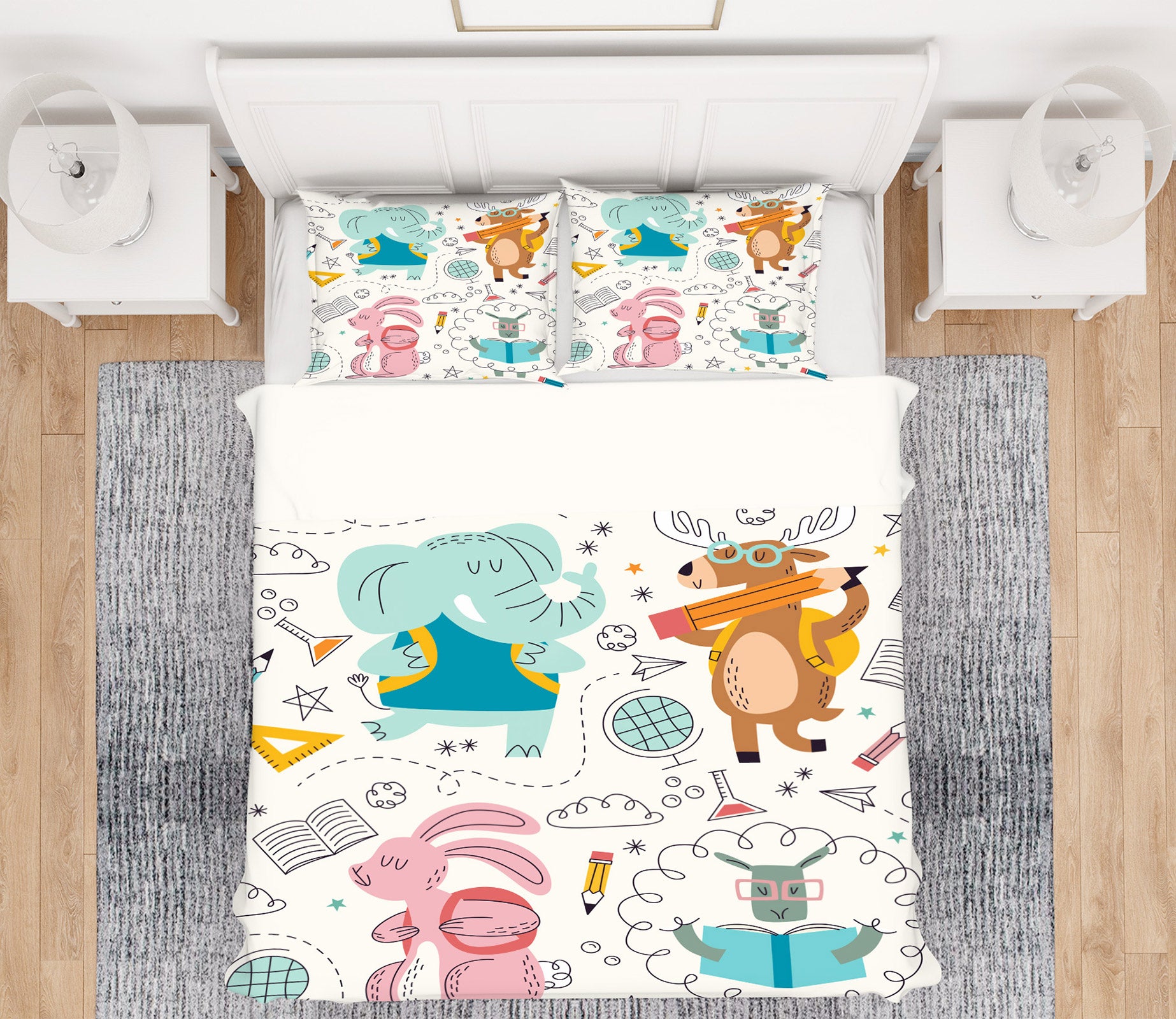 3D Elephant Deer Rabbit Sheep 60062 Bed Pillowcases Quilt