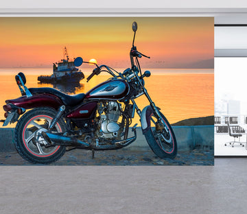 3D Dusk Motorcycle 281 Vehicle Wall Murals