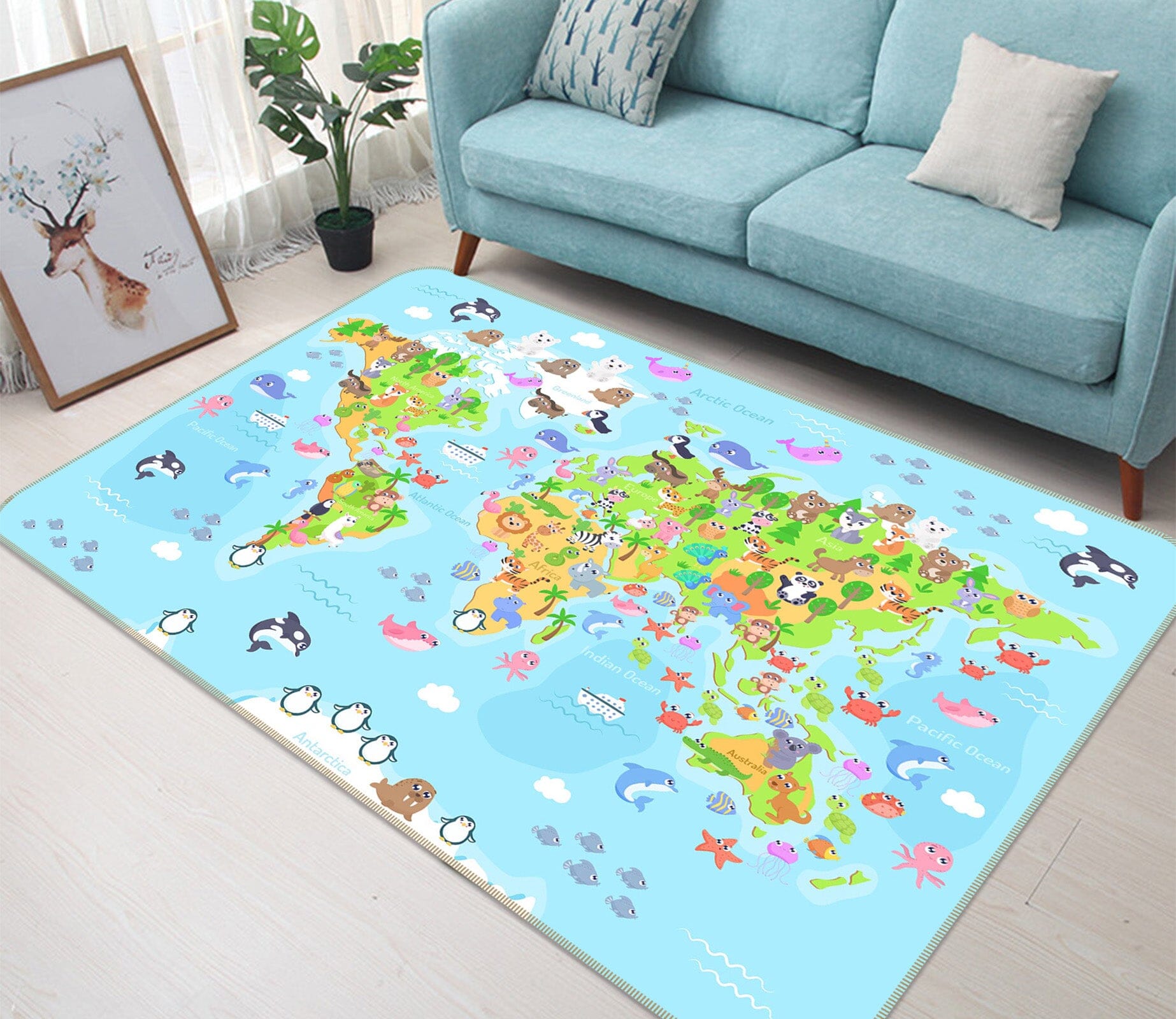 3D Island Life 299 World Map Non Slip Rug Mat Mat AJ Creativity Home 