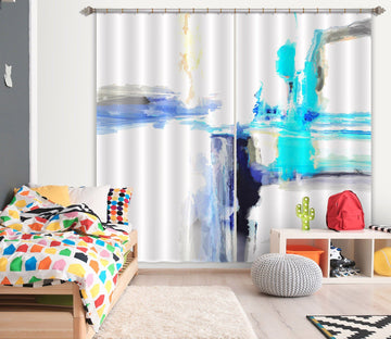 3D Blue Splash Ink 049 Michael Tienhaara Curtain Curtains Drapes Curtains AJ Creativity Home 