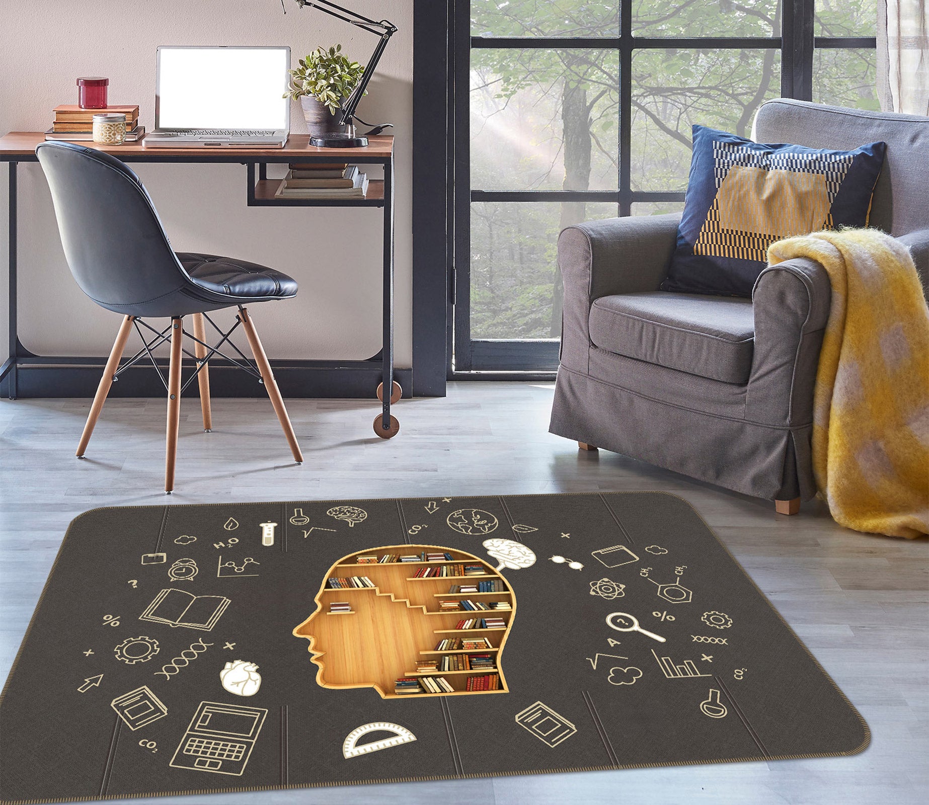 3D Bookshelf 77043 Non Slip Rug Mat