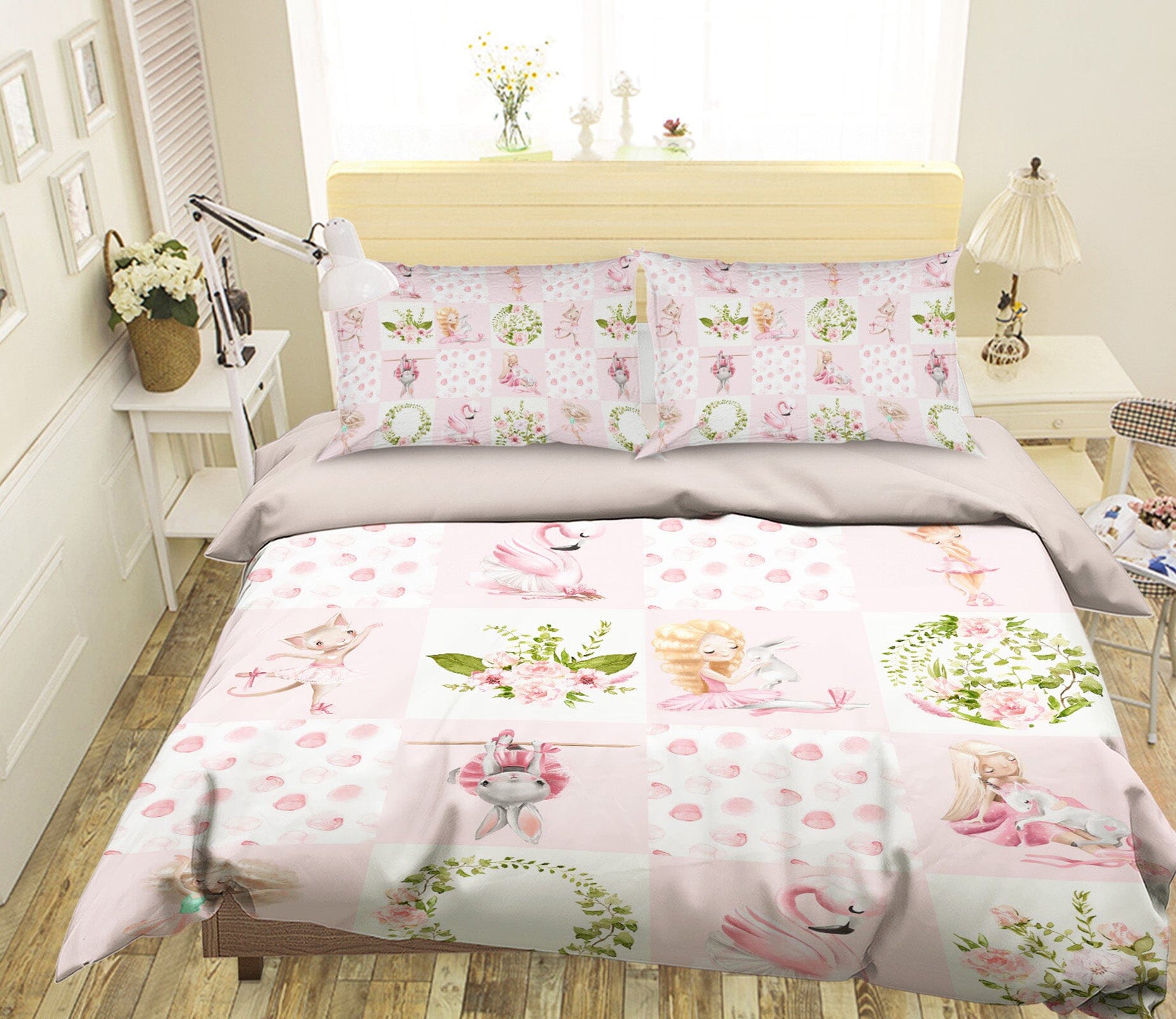 3D Flamingo Rabbit 204 Uta Naumann Bedding Bed Pillowcases Quilt Quiet Covers AJ Creativity Home 