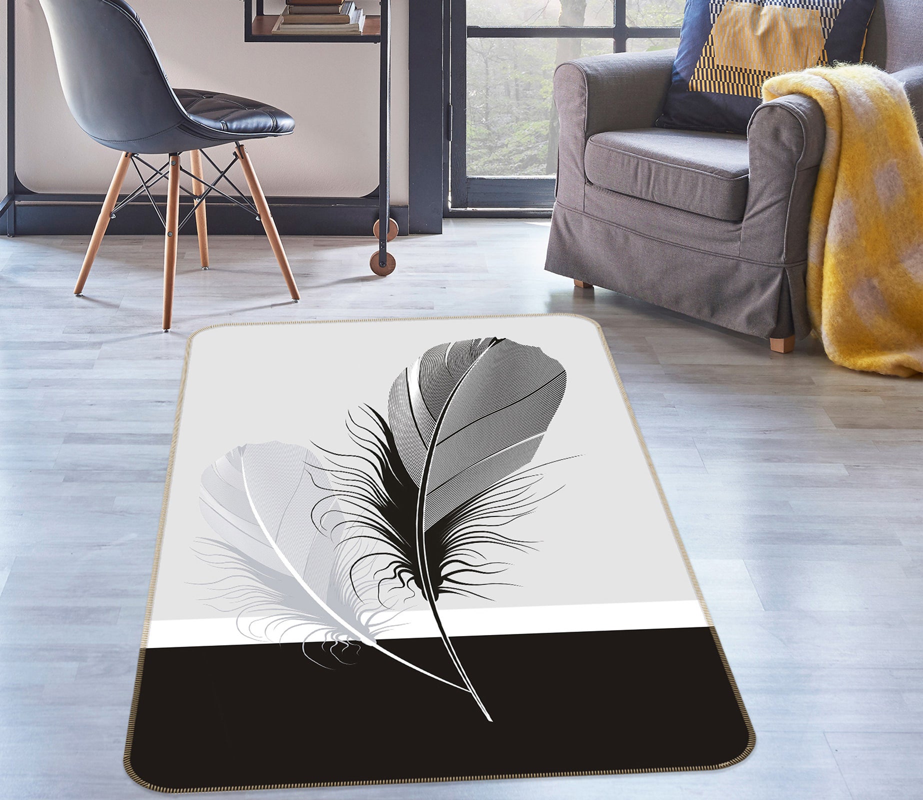 3D Feather 76166 Non Slip Rug Mat