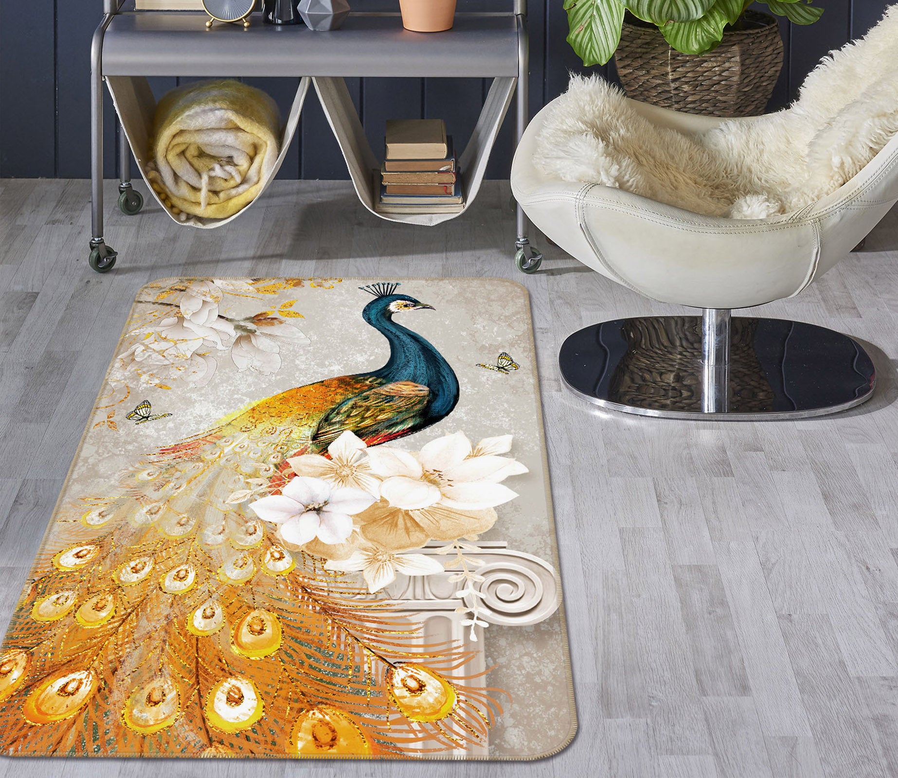 3D Peacock 34096 Non Slip Rug Mat