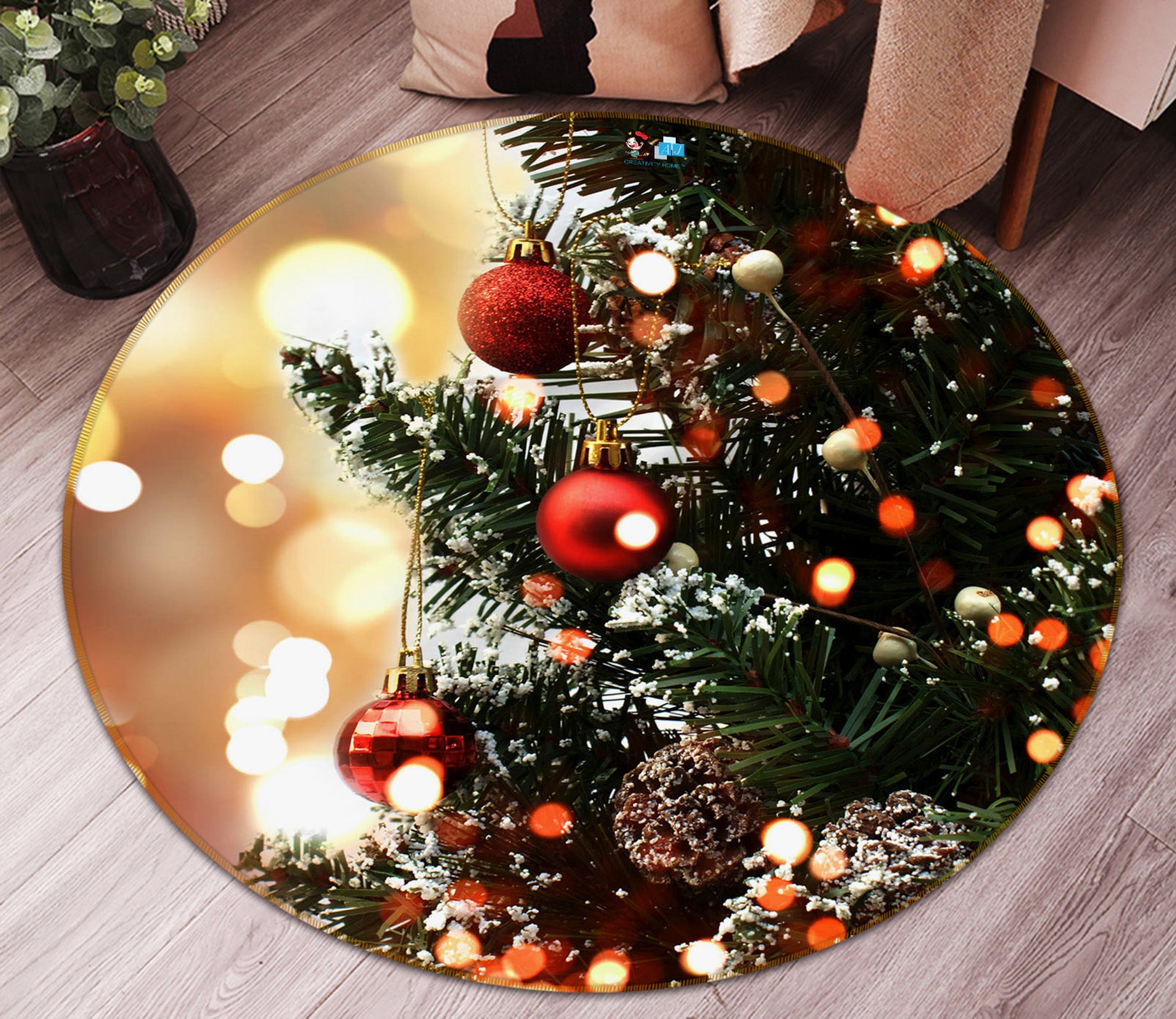 3D Tree 75108 Round Non Slip Rug Mat
