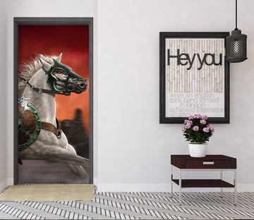 3D White Horse 610 Tom Wood Door Mural