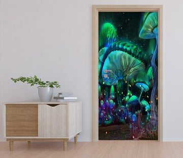 3D Glowing Mushroom 22171 Door Mural