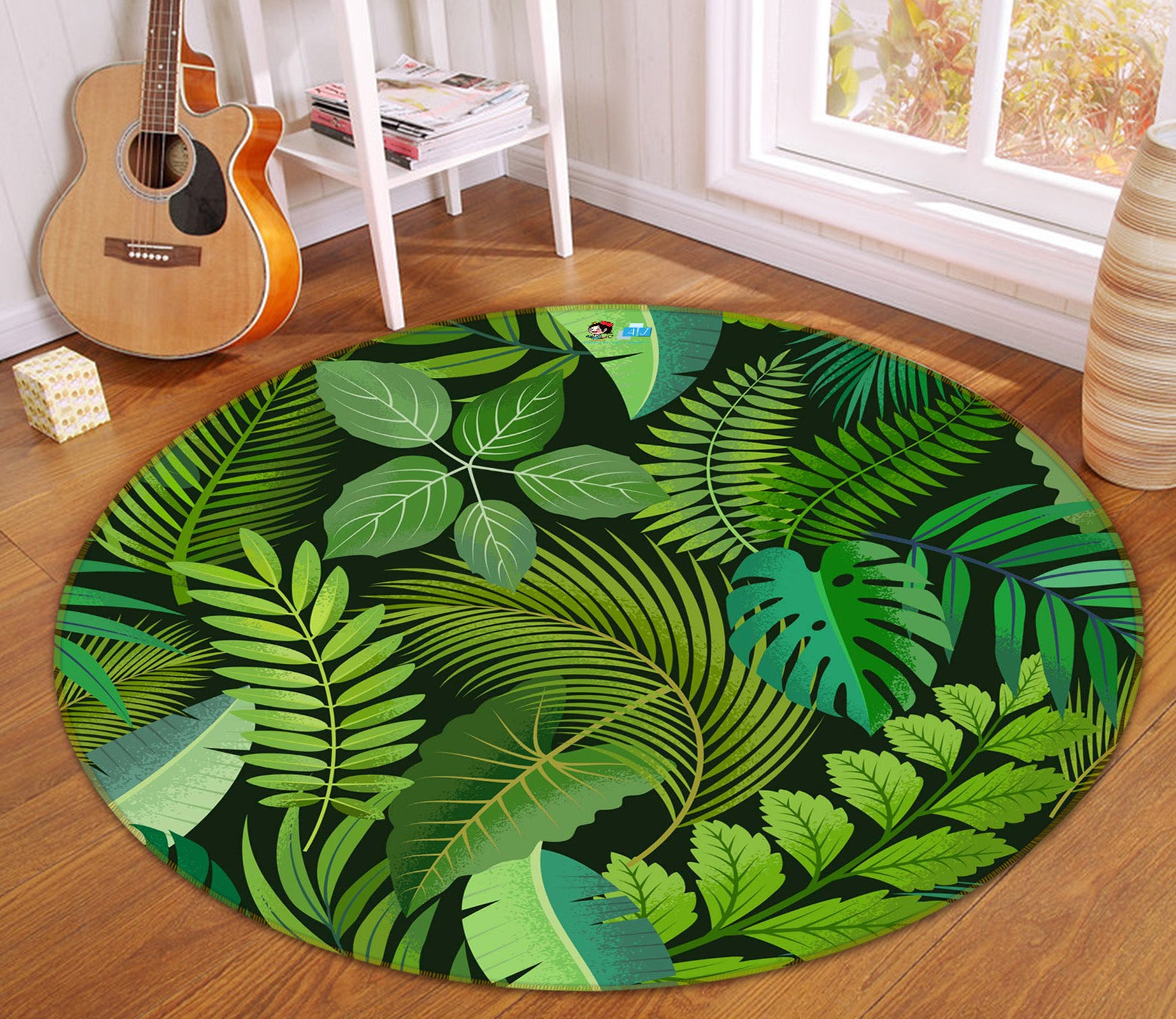 3D Leaves 71207 Round Non Slip Rug Mat