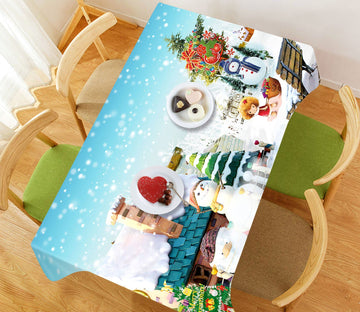 3D House Snowman Christmas Tree 41 Tablecloths Tablecloths AJ Creativity Home 