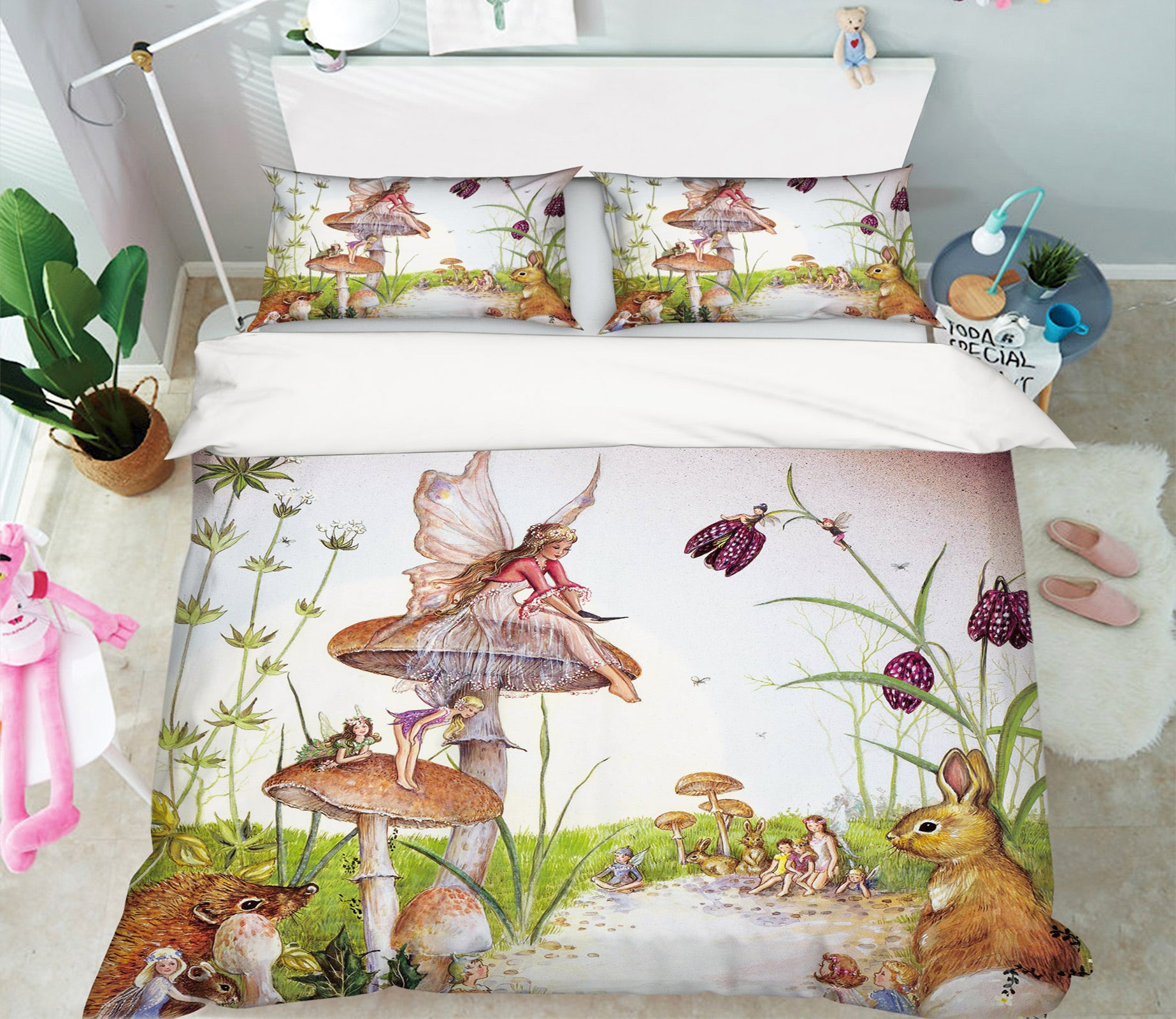3D Mushroom Rabbit 13125 Bed Pillowcases Quilt