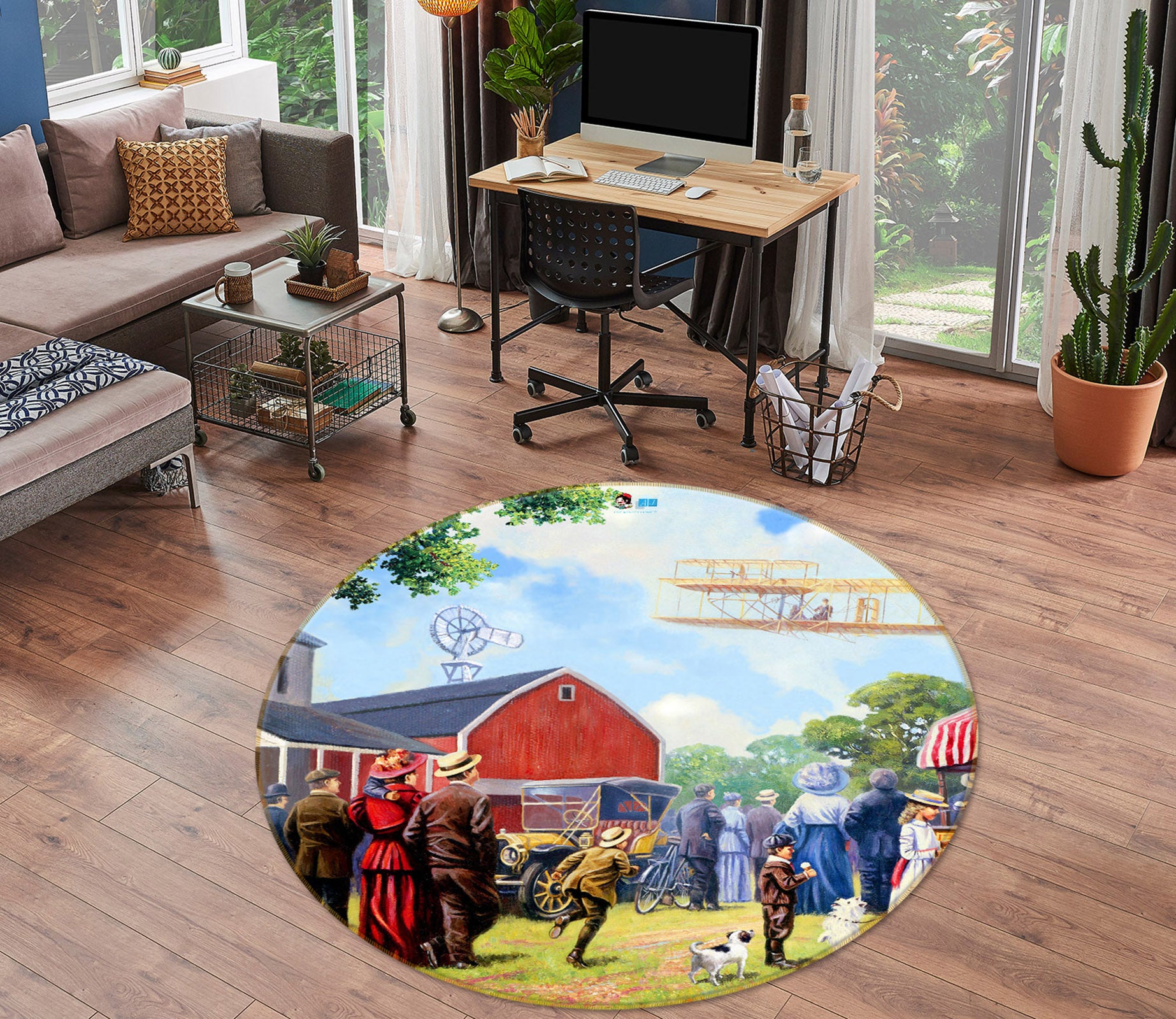 3D Lawn People 058 Kevin Walsh Rug Round Non Slip Rug Mat