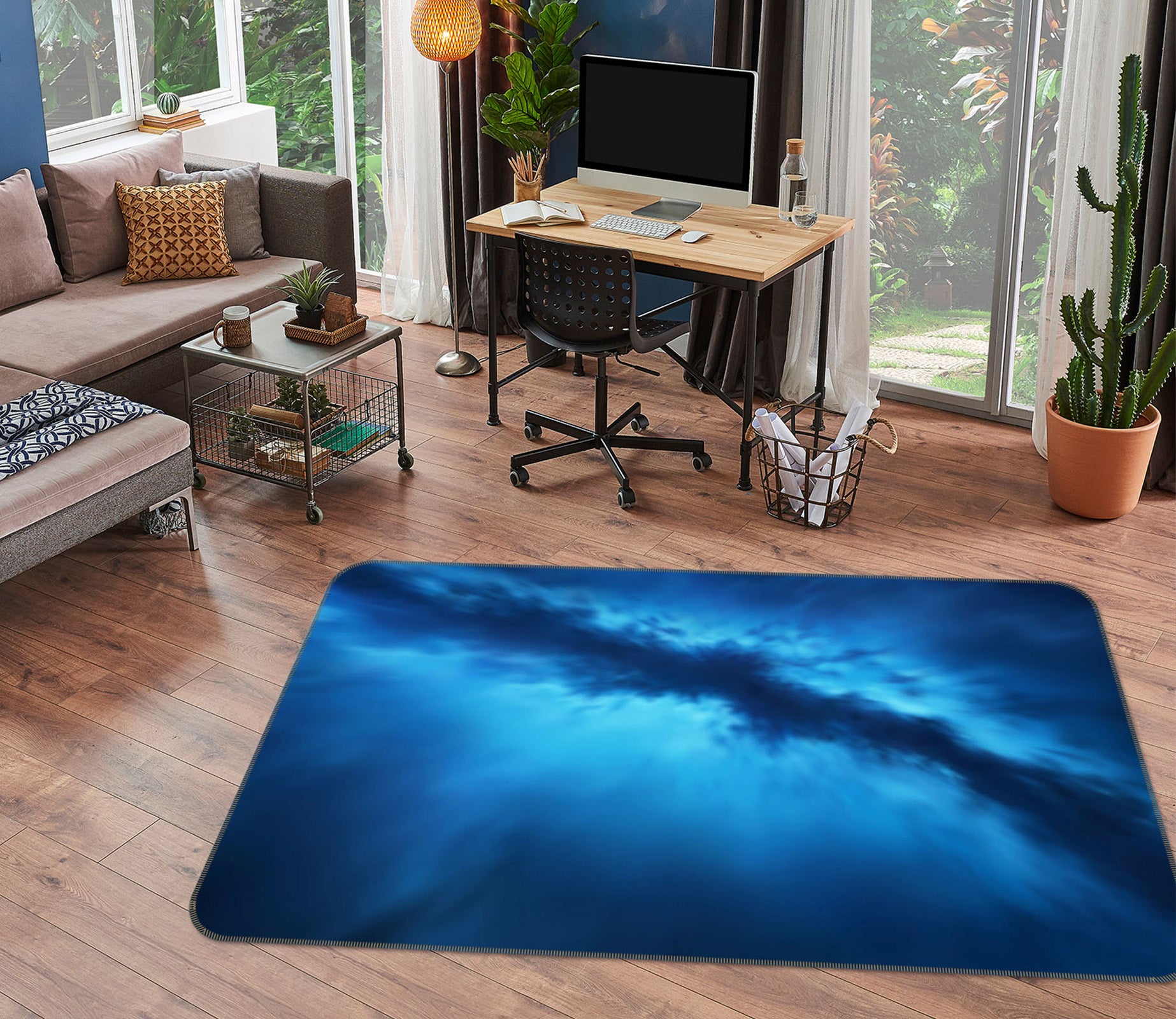 3D Blue Clouds 31179 Non Slip Rug Mat