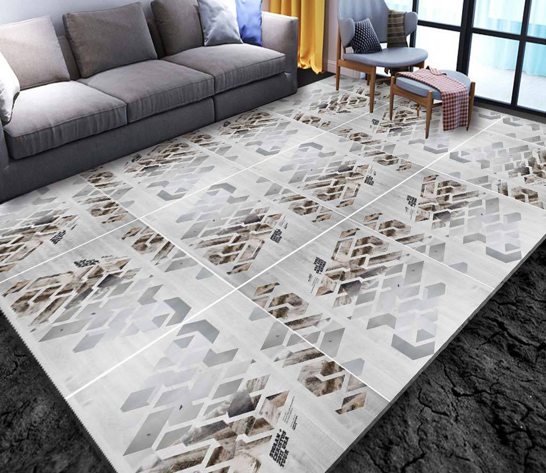 3D Color Geometry WG227 Non Slip Rug Mat Mat AJ Creativity Home 