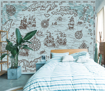 3D Sea Boat 2127 World Map Wall Murals Wallpaper AJ Wallpaper 2 