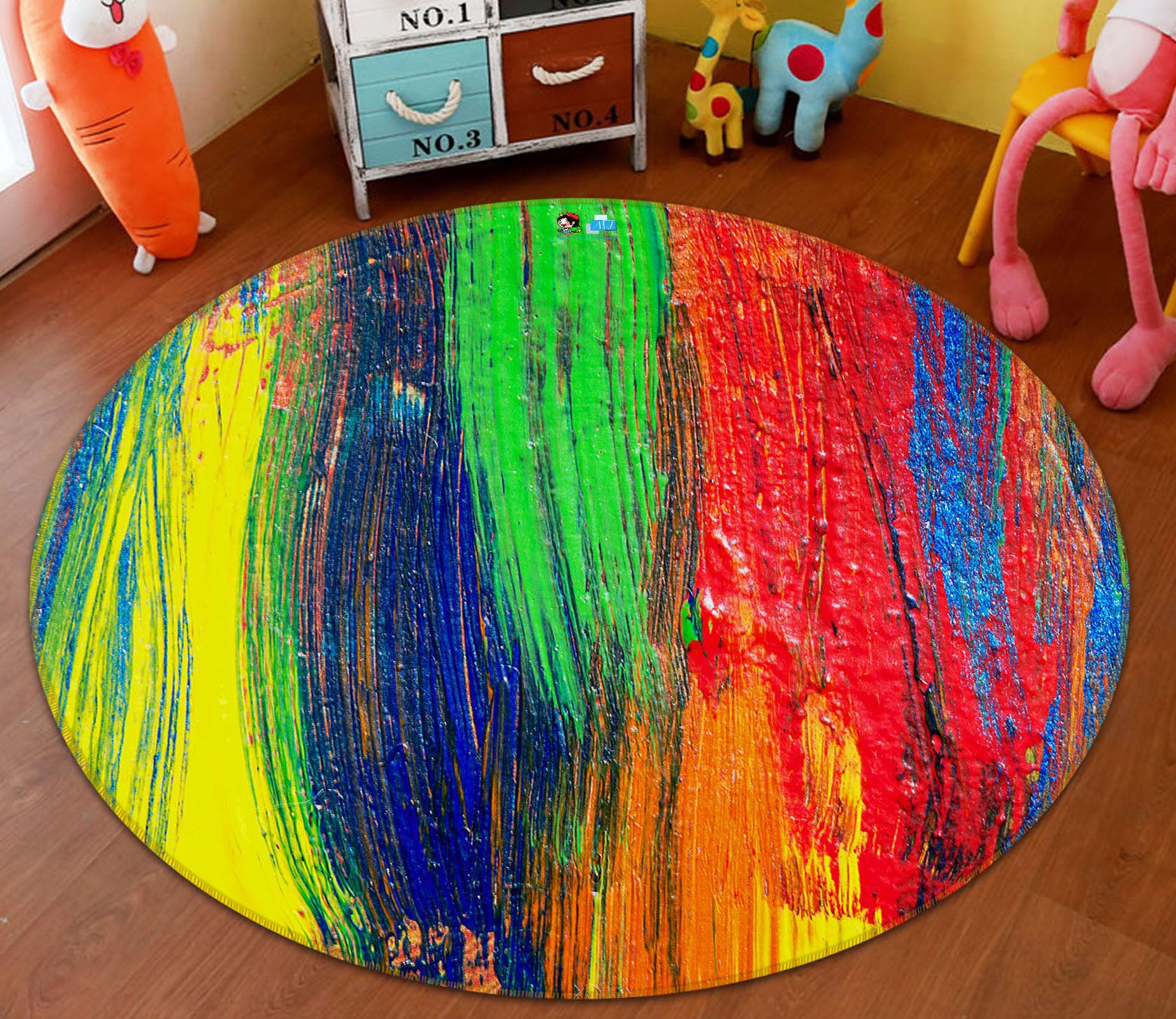 3D Colorful 71247 Round Non Slip Rug Mat