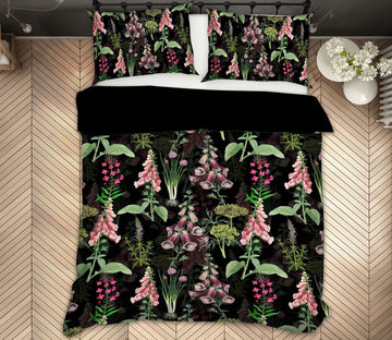3D Bouquet On Black 18214 Uta Naumann Bedding Bed Pillowcases Quilt