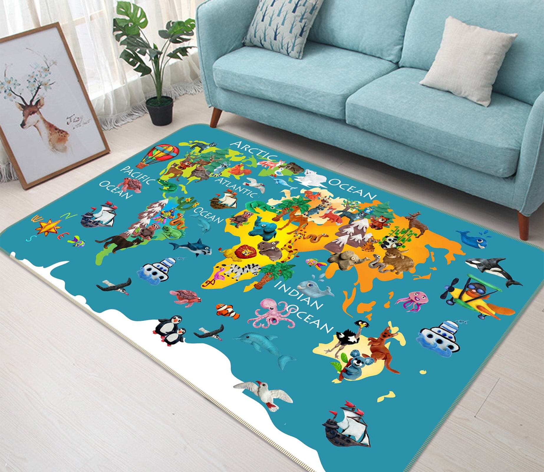 3D Colored Island 277 World Map Non Slip Rug Mat Mat AJ Creativity Home 