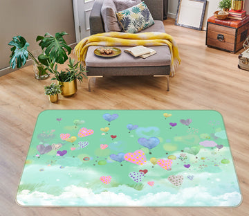 3D Colorful Heart Balloons 77023 Non Slip Rug Mat