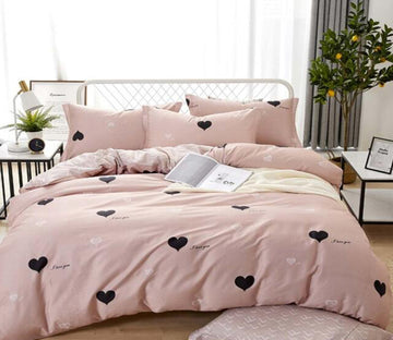 3D Black Love 7092 Bed Pillowcases Quilt