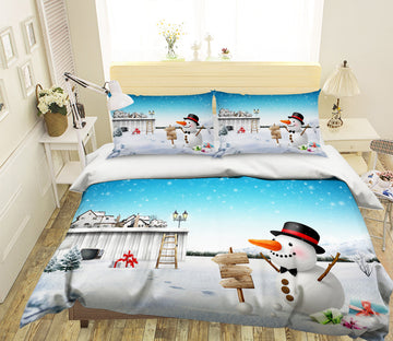 3D Snowman 45002 Christmas Quilt Duvet Cover Xmas Bed Pillowcases