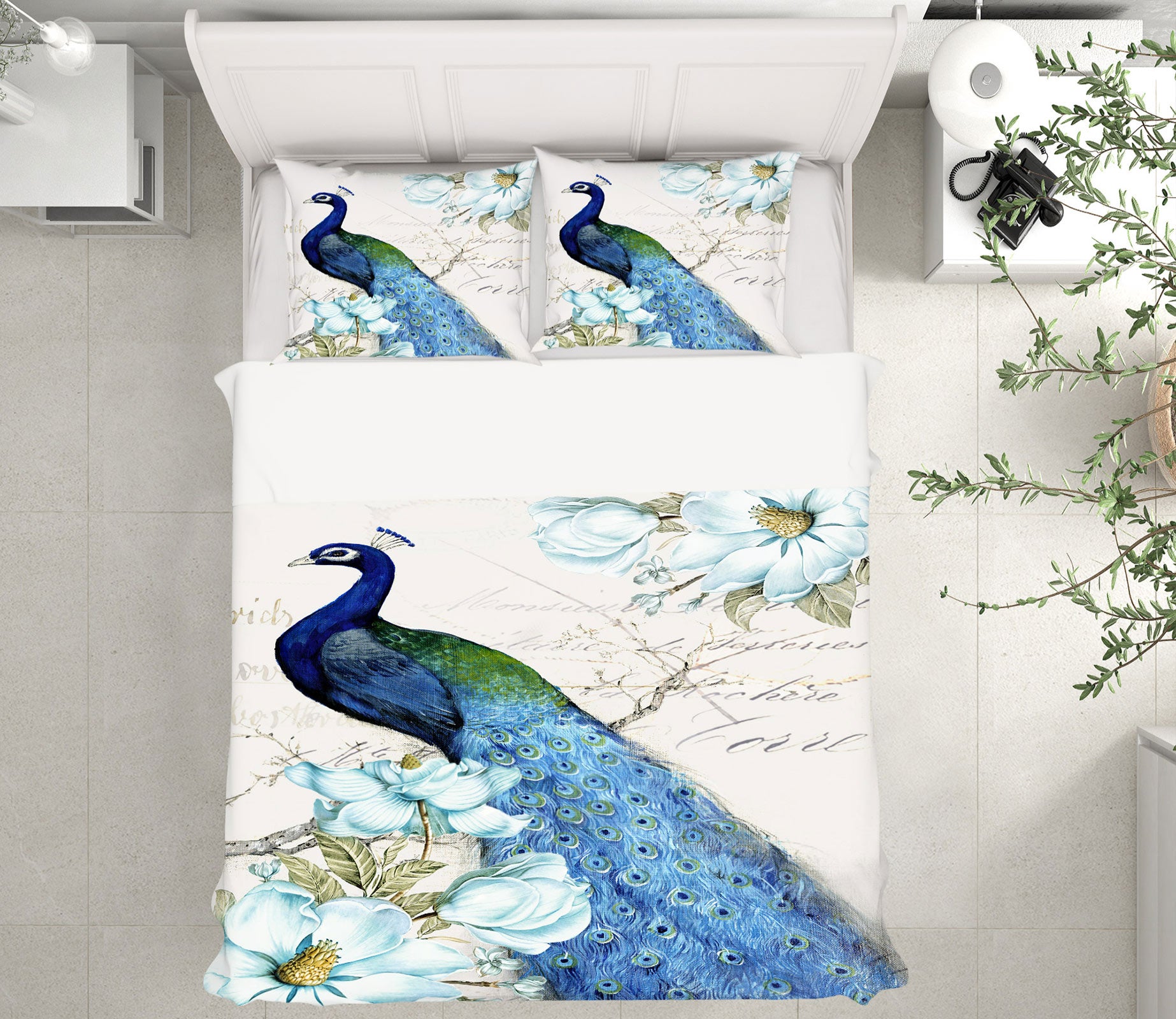 3D Peacock Flower Branch 16086 Bed Pillowcases Quilt