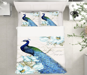 3D Peacock Flower Branch 16086 Bed Pillowcases Quilt