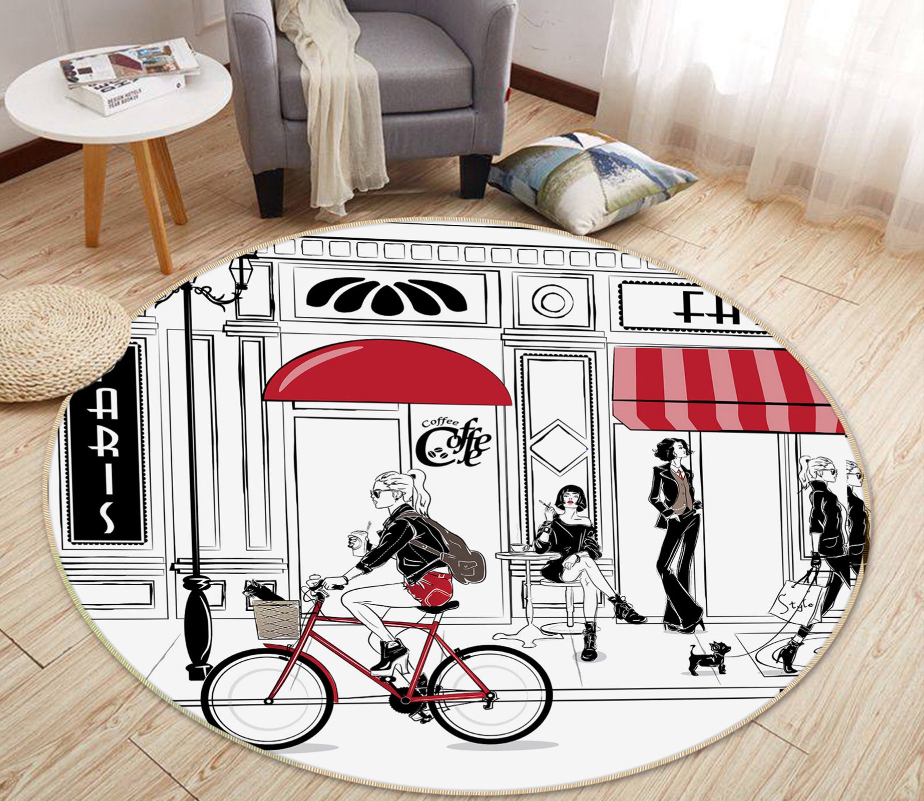 3D Street 37031 Round Non Slip Rug Mat