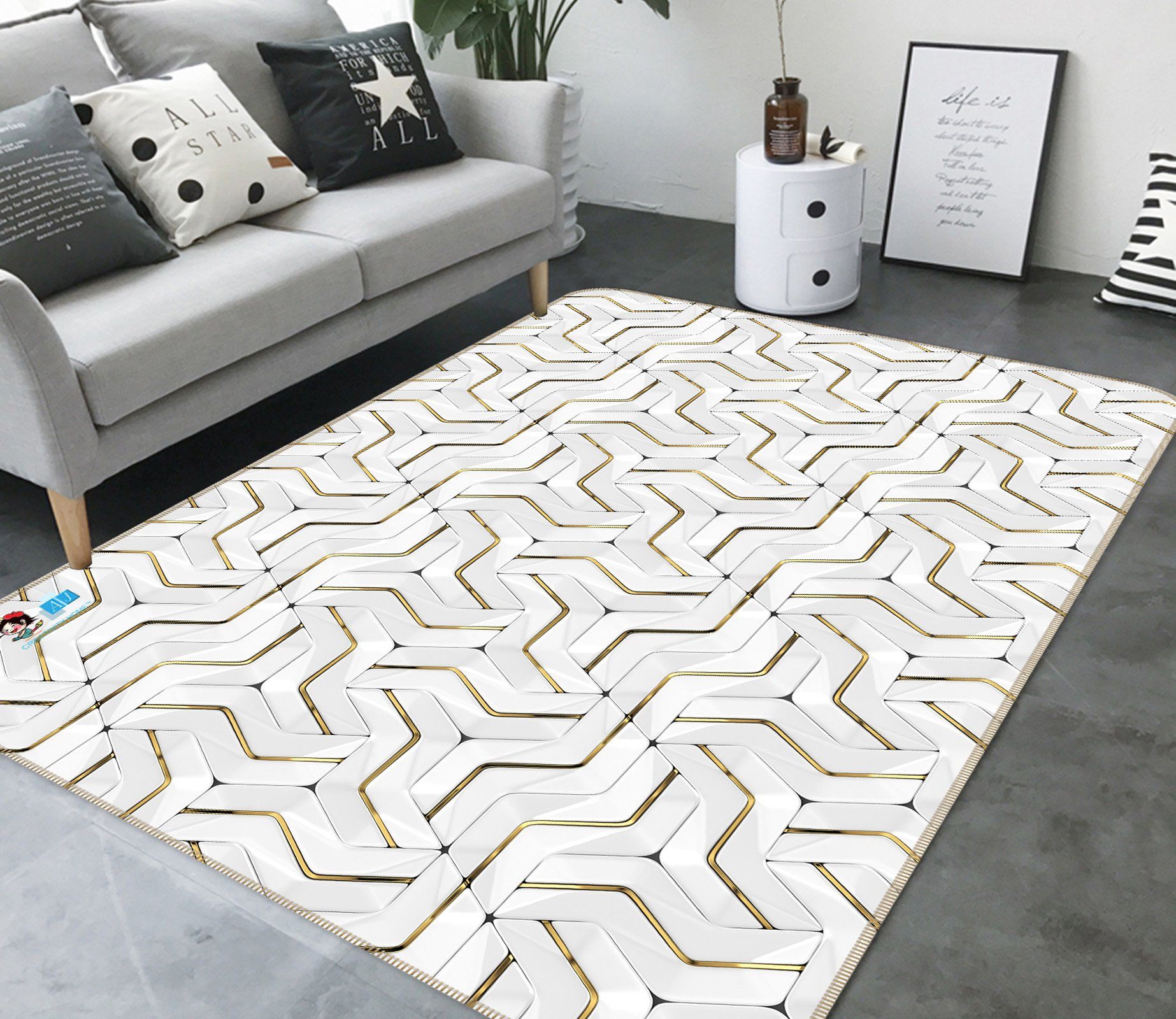 3D Line Drawing 329 Non Slip Rug Mat Mat AJ Creativity Home 