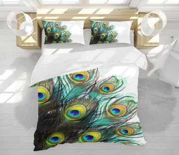 3D Peacock Feather 15060 Bed Pillowcases Quilt