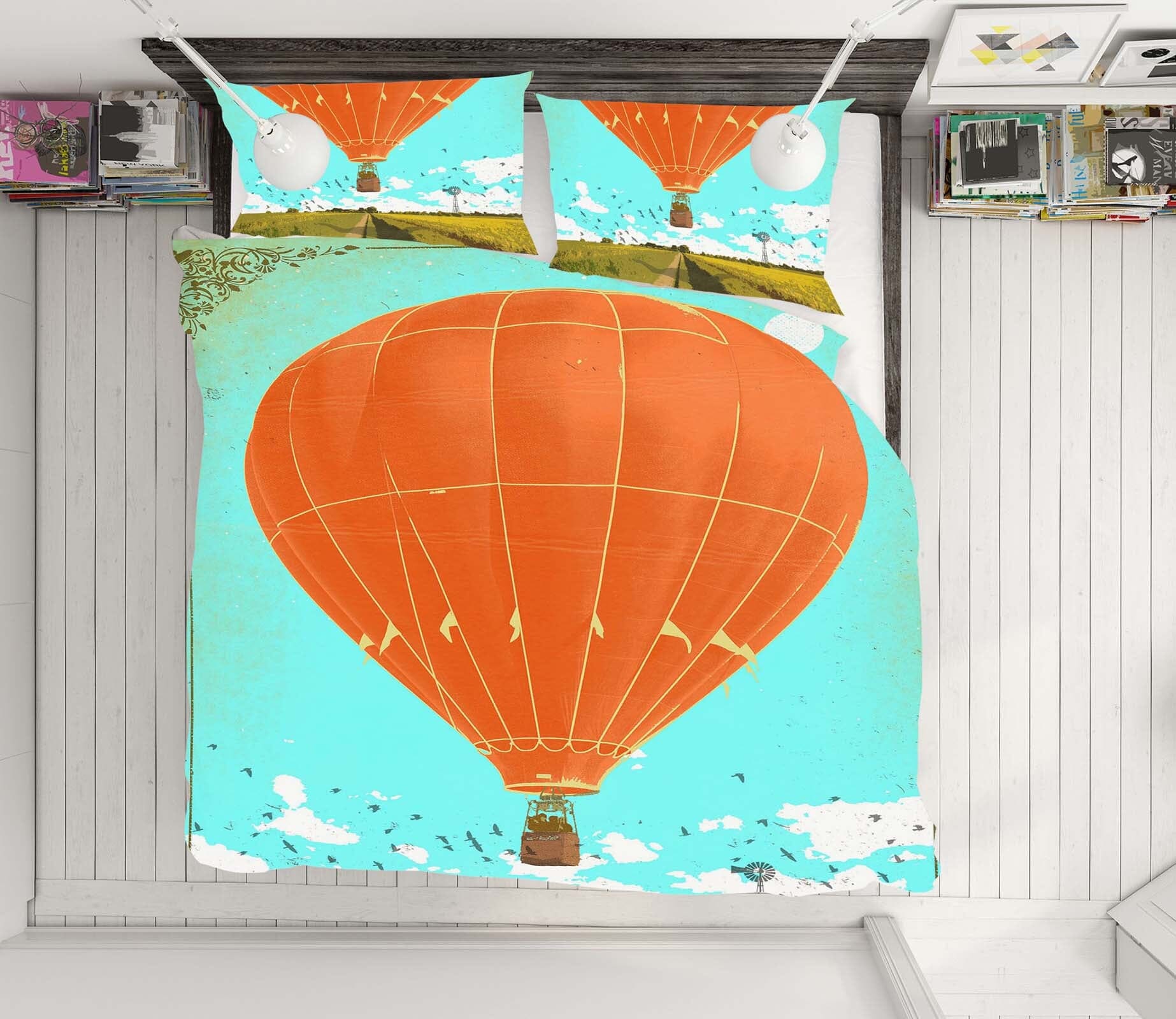 3D Hot Air Balloon 2107 Showdeer Bedding Bed Pillowcases Quilt Quiet Covers AJ Creativity Home 