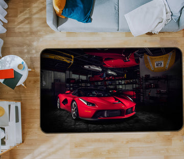 3D Red Racing Car 68028 Vehicle Non Slip Rug Mat