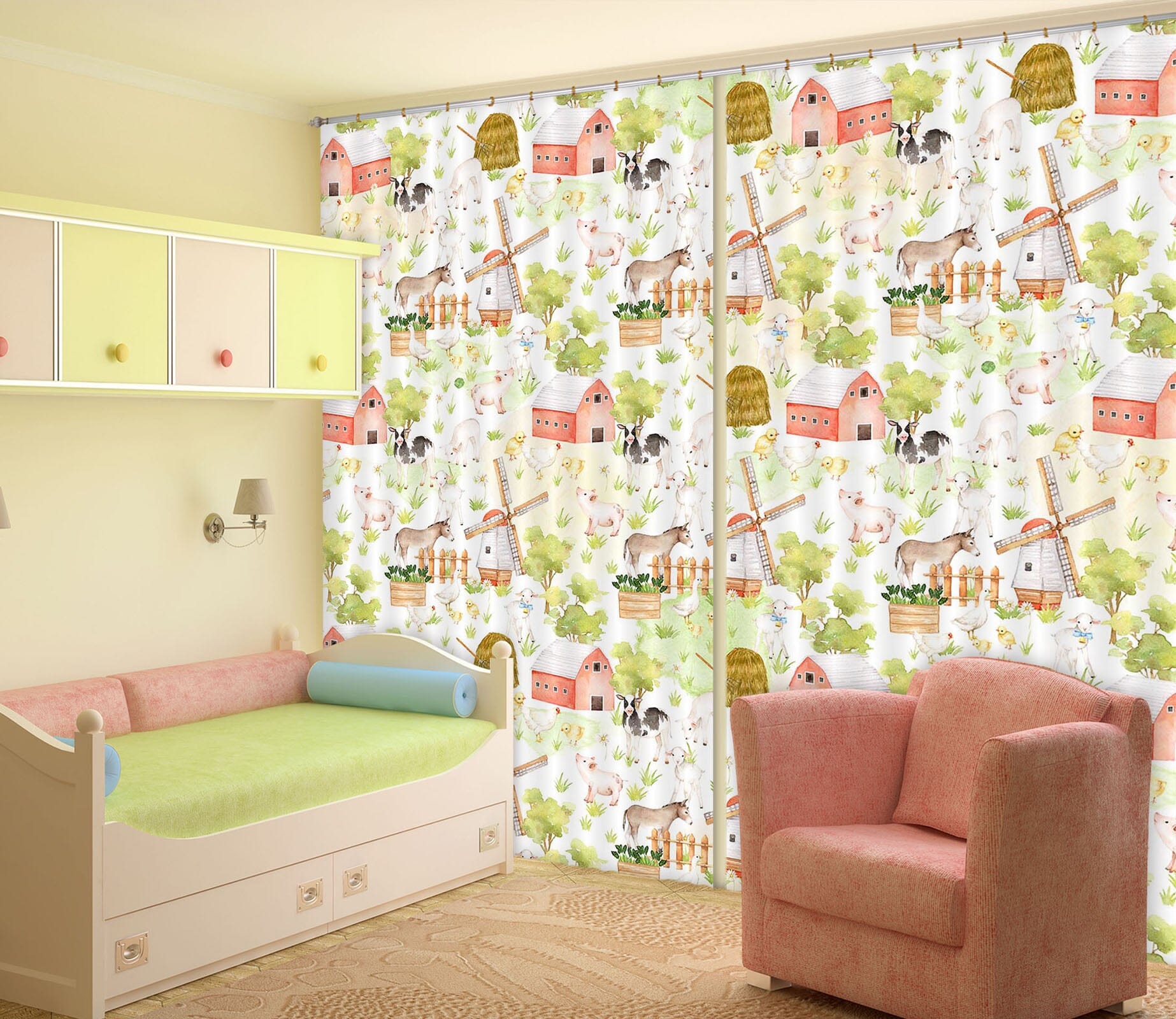 3D Horse Pig 127 Uta Naumann Curtain Curtains Drapes Curtains AJ Creativity Home 