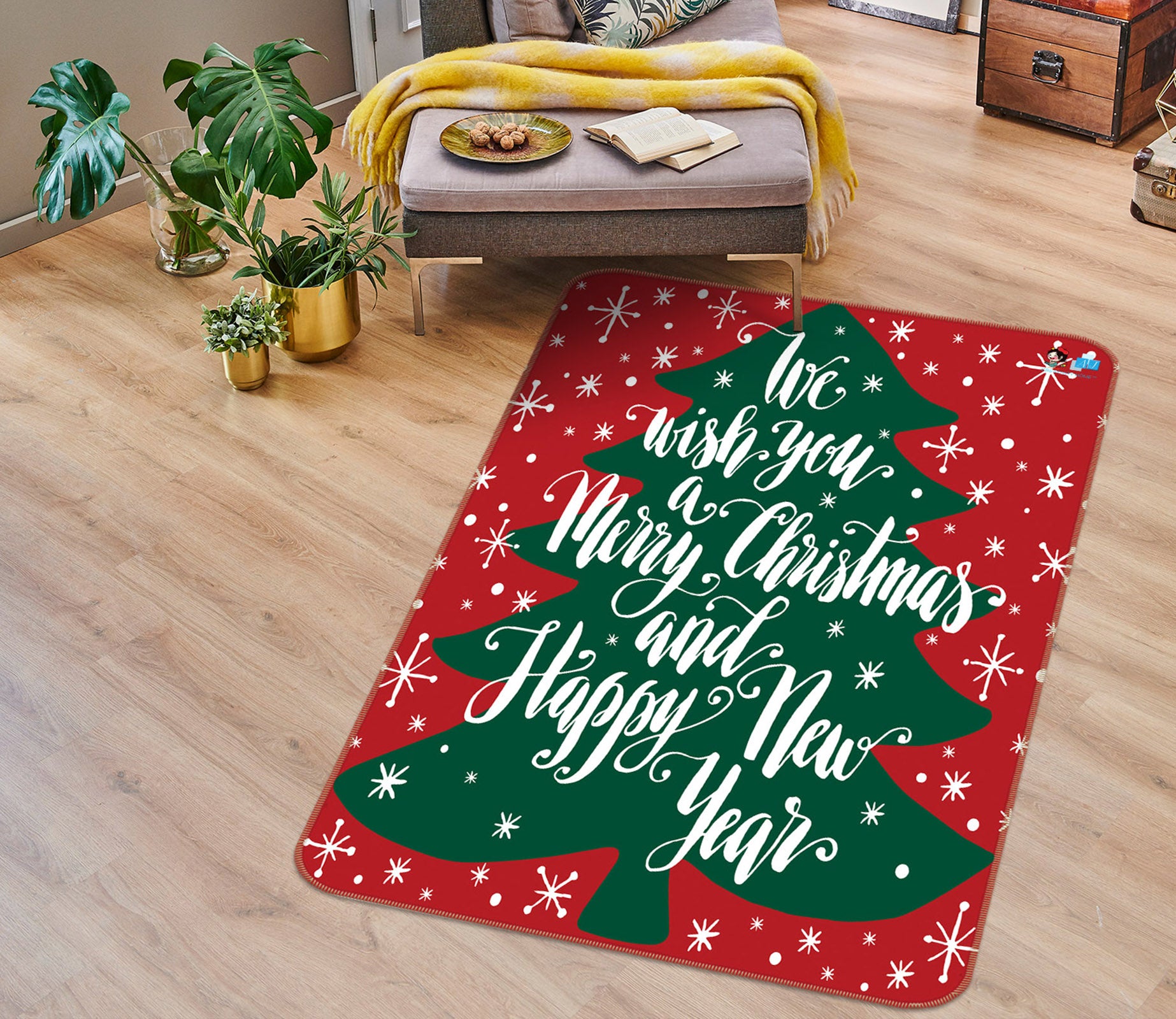3D Tree 55146 Christmas Non Slip Rug Mat Xmas