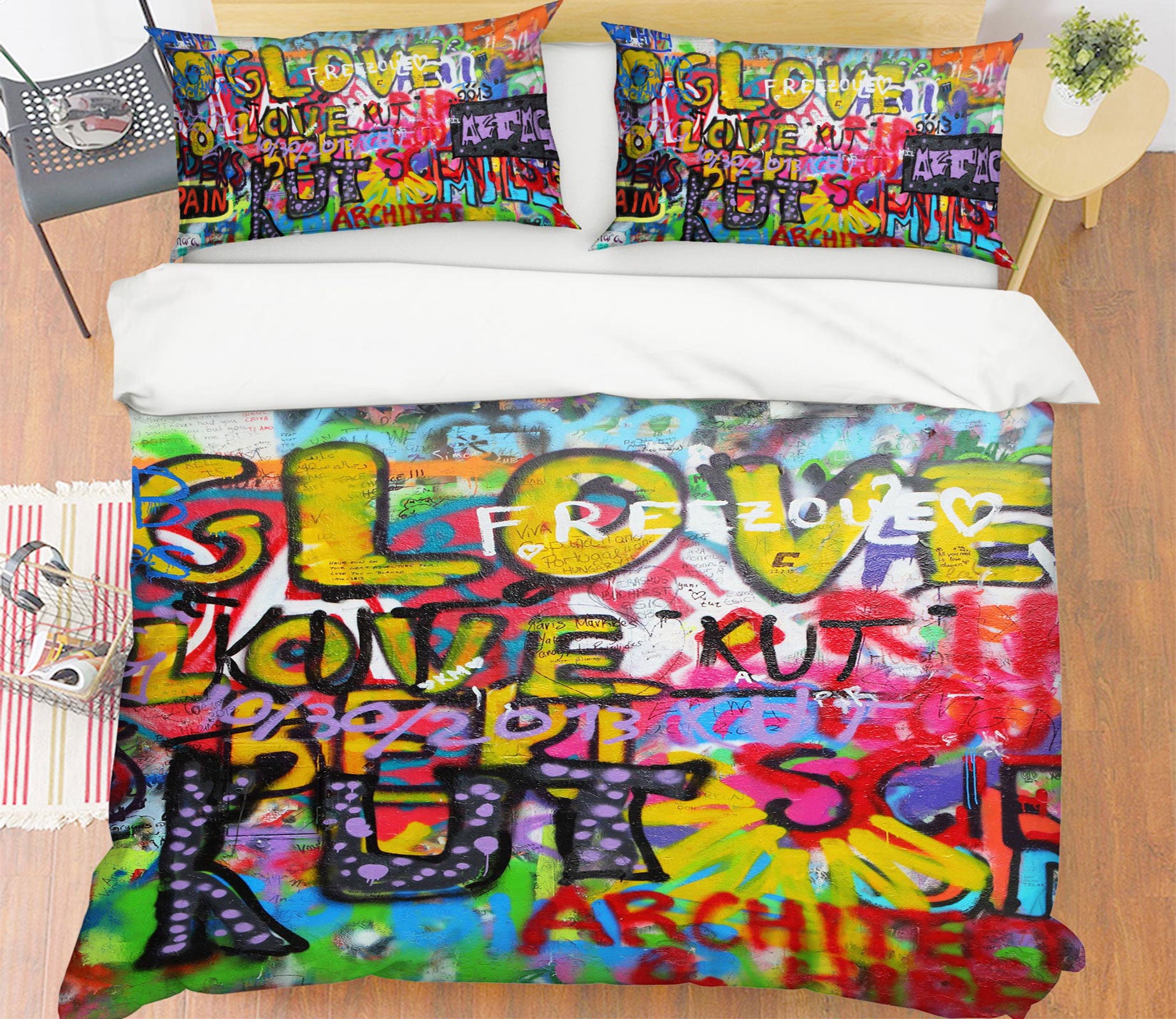 3D Colorful English Letters 14134 Bed Pillowcases Quilt